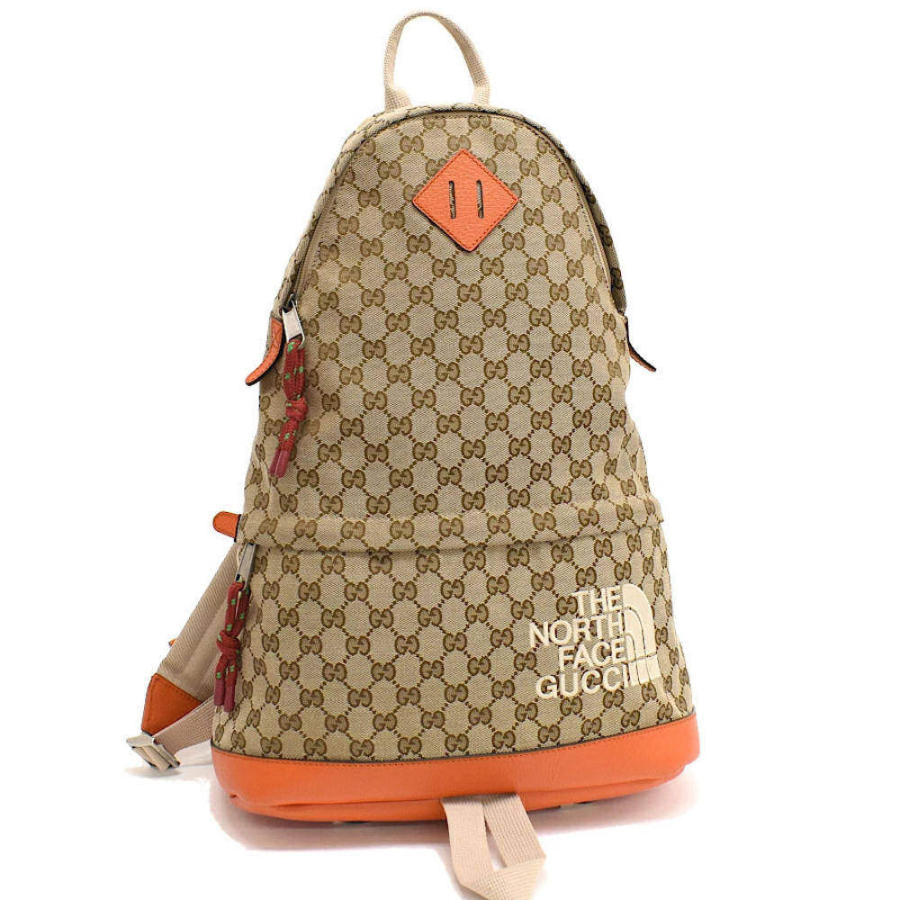Gucci x The North Face Backpack GG Canvas Jacquard Leather Beige Cream Orange